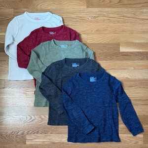 Cat & Jack Long Sleeve Waffle Shirt Set - Cream, Red, Green, Black, Blue